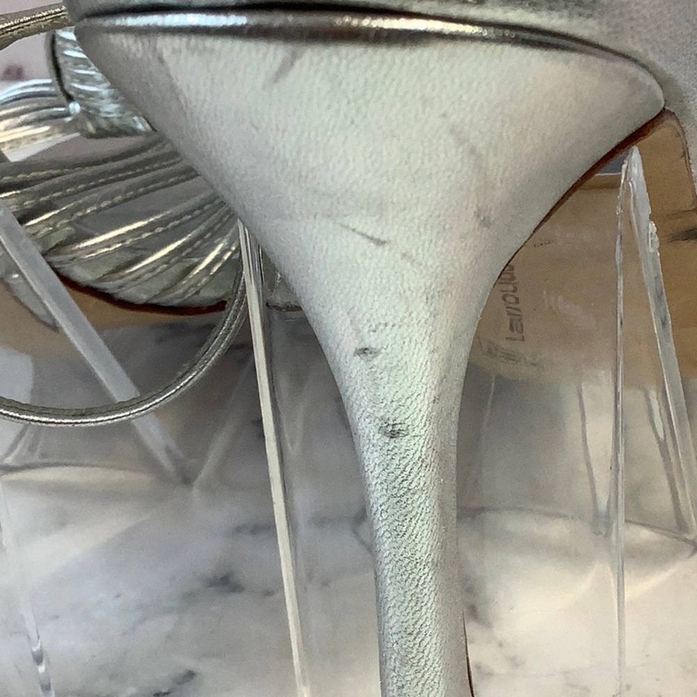 NWT Larroude Silver Slingback Heels with Peep-Toe Design Size 7.5 - Picture 4 of 6
